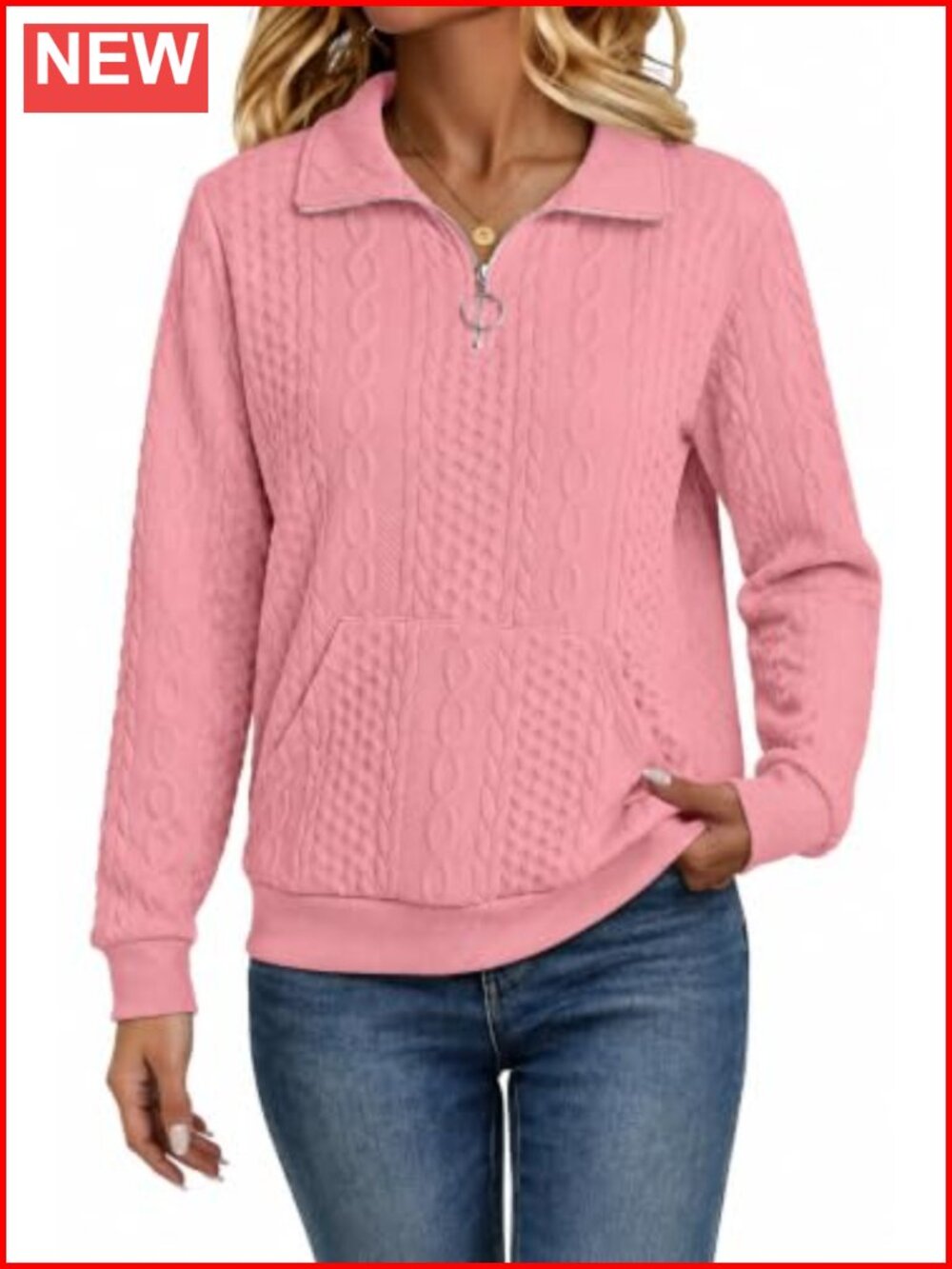 Quilted Quarter Zip Sweatshirt Stand Collar Pullover